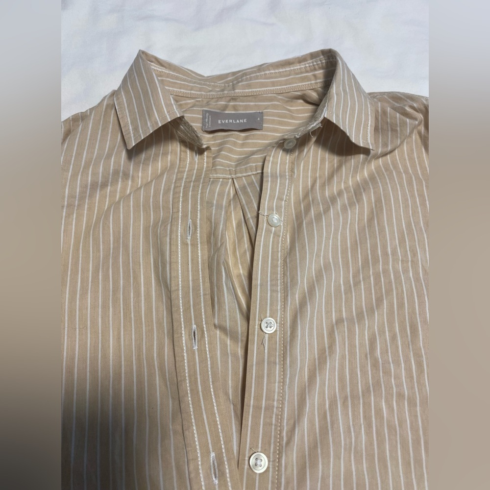 Everlane Tan Striped Button Down Size US4